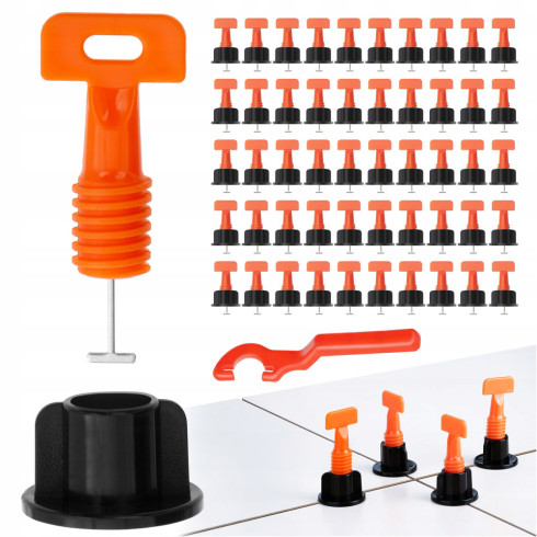 Zestaw do poziomowania układania płytek klipsy kliny uchwyt 50 szt