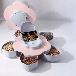 Obrotowy organizer pojemnik na cukierki biżuterię z uchwytem na telefon