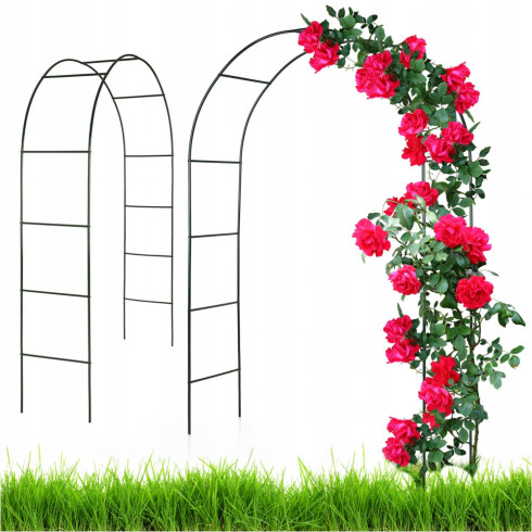 Pergola ogrodowa metalowa uchwyt na kwiaty róże bluszcz pnącza łuk 240 x 140 cm