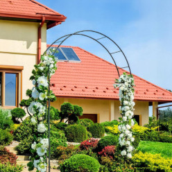 Garten-Pergola aus Metall Rankhilfe für Blumen Rosen Efeu Kletterpflanzen Bogen 240 x 140 cm
