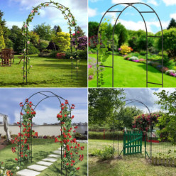 Garten-Pergola aus Metall Rankhilfe für Blumen Rosen Efeu Kletterpflanzen Bogen 240 x 140 cm