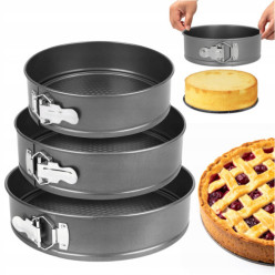 Zestaw 3 tortownic blacha okrągła 24/26/28cm do pieczenia