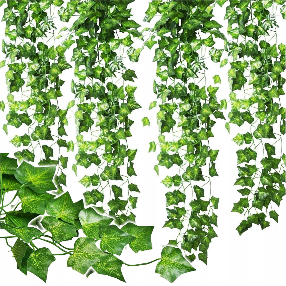 Sztuczny bluszcz na ścianę balkon sztuczne liście 6 sztuk 12m