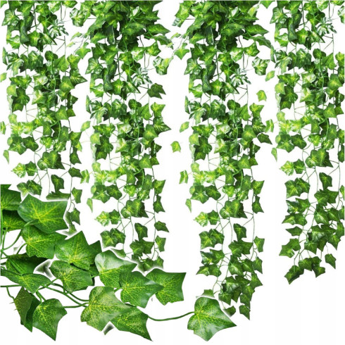 Sztuczny bluszcz na ścianę balkon sztuczne liście 6 sztuk 12m