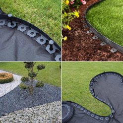 Black plastic garden lawn edging 10m 20 pegs set