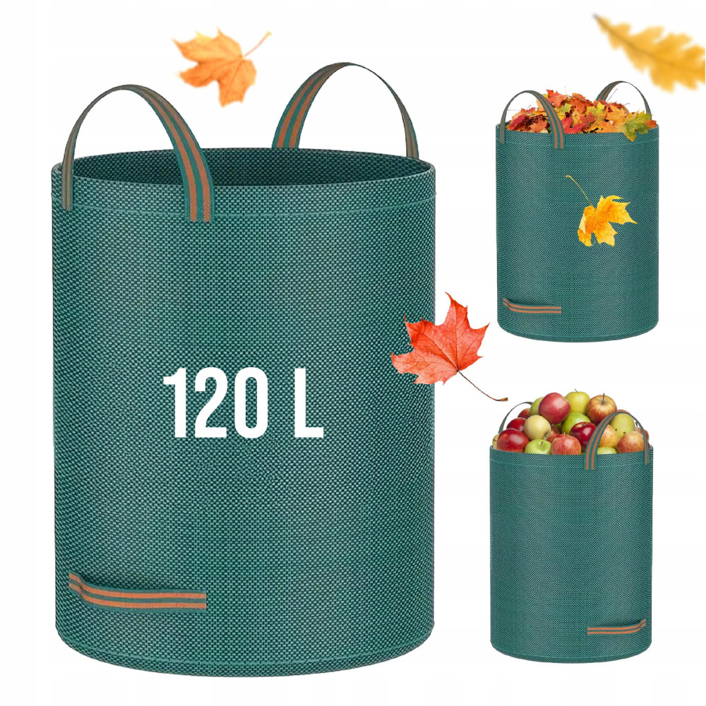 Kosz ogrodowy worek na liście odpady trawę 120L składany z uchwytami