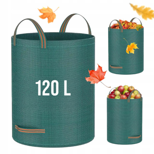 Kosz ogrodowy worek na liście odpady trawę 120L składany z uchwytami