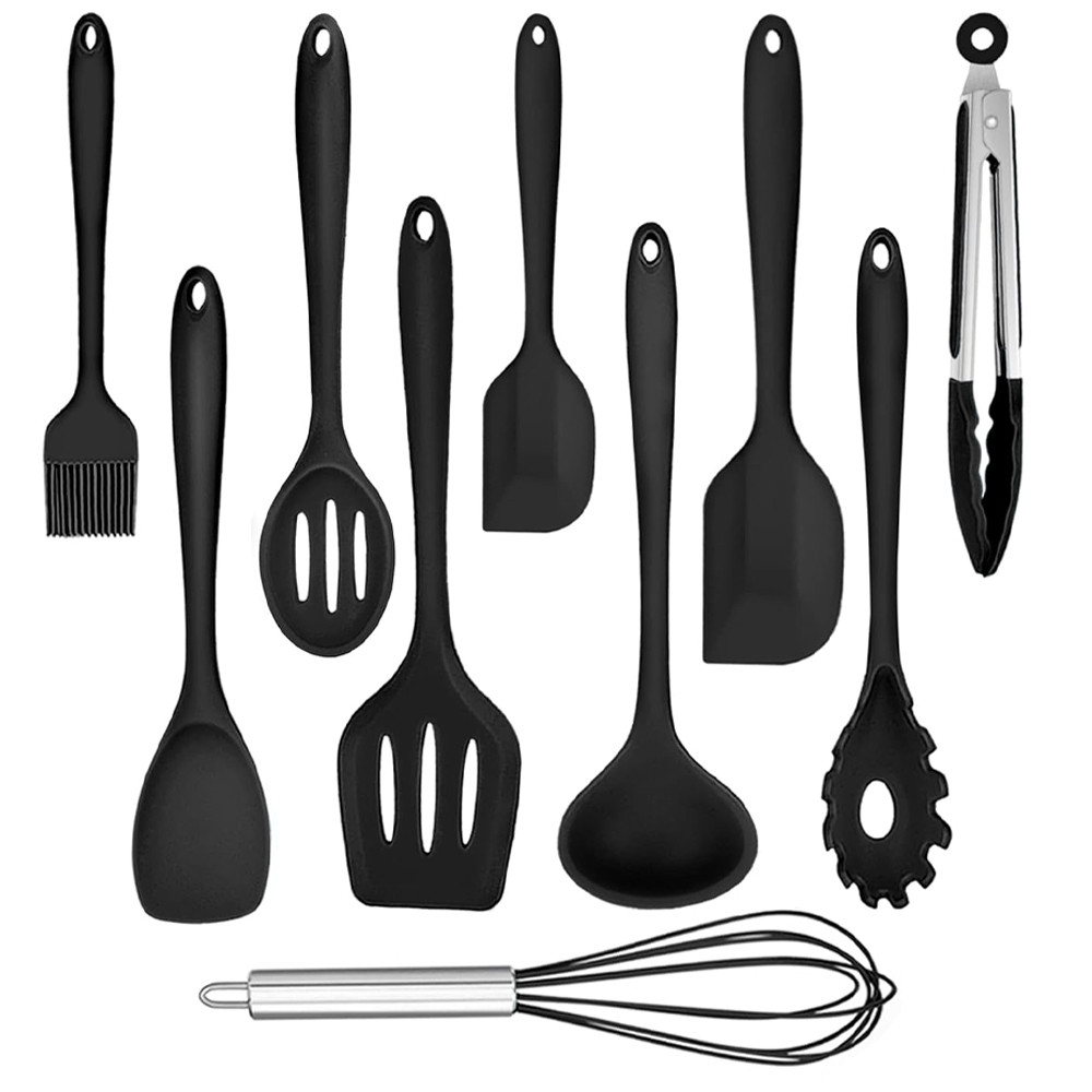 Zestaw przyborów kuchennych silikonowych 10 szt czarne