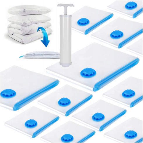 Worki próżniowe na ubrania pościel zestaw 12 sztuk + pompka