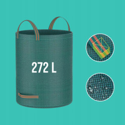 Kosz ogrodowy worek na liście odpady trawę 272L składany z uchwytami