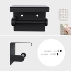 Uchwyt na papier toaletowy z półką na akcesoria czarny loft