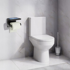Toilet roll holder with shelf for accessories black loft