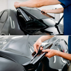 Folia do przyciemniania szyb 300 x 75 cm samochodowa czarna 95% ochrona UV