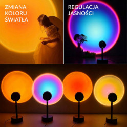 Lampka LED sunset RGB zachód słońca + pilot