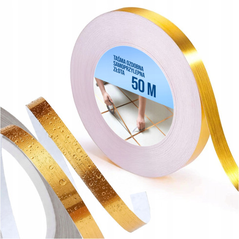 Decorative self-adhesive gold trim tape strip 0,5 cm x 50 m