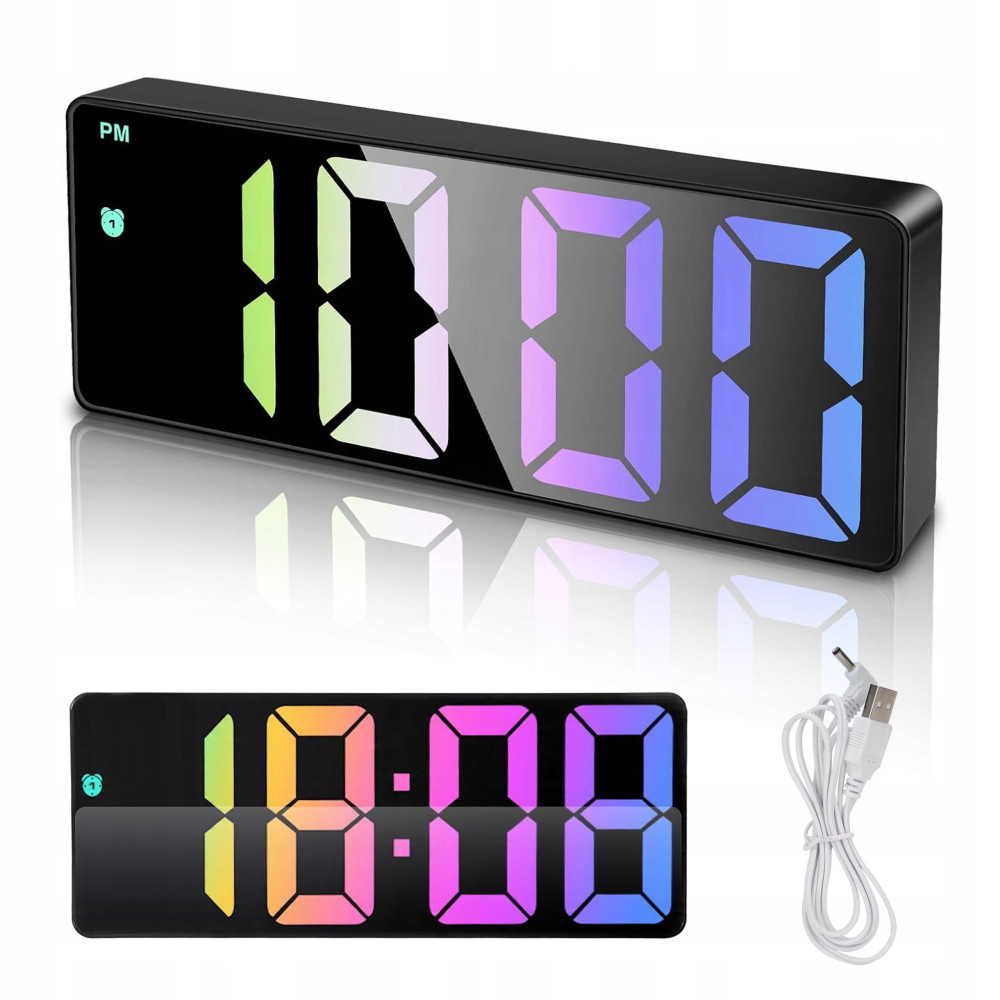 Zegar elektroniczny cyfrowy podświetlany LCD godzina temperatura