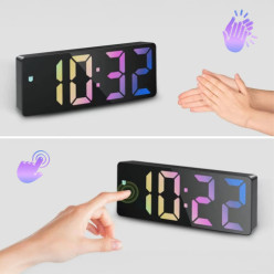 Electronic digital backlit LCD clock time temperature