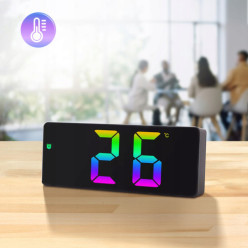 Elektronický digitálny podsvietený LCD hodiny čas teploty