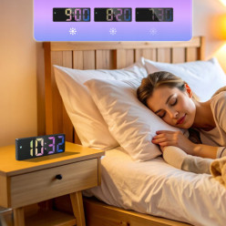 Zegar elektroniczny cyfrowy podświetlany LCD godzina temperatura