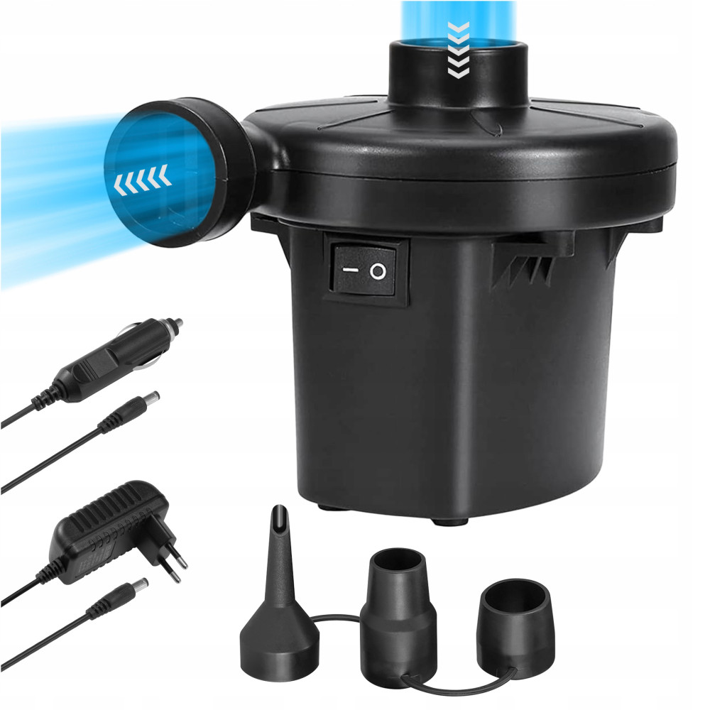 Elektryczna pompka do piłki materaca 12v/230v + zestaw końcówek