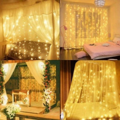 LED-Lichtervorhang Lichterkette 3x3m 300 LED warmweiß