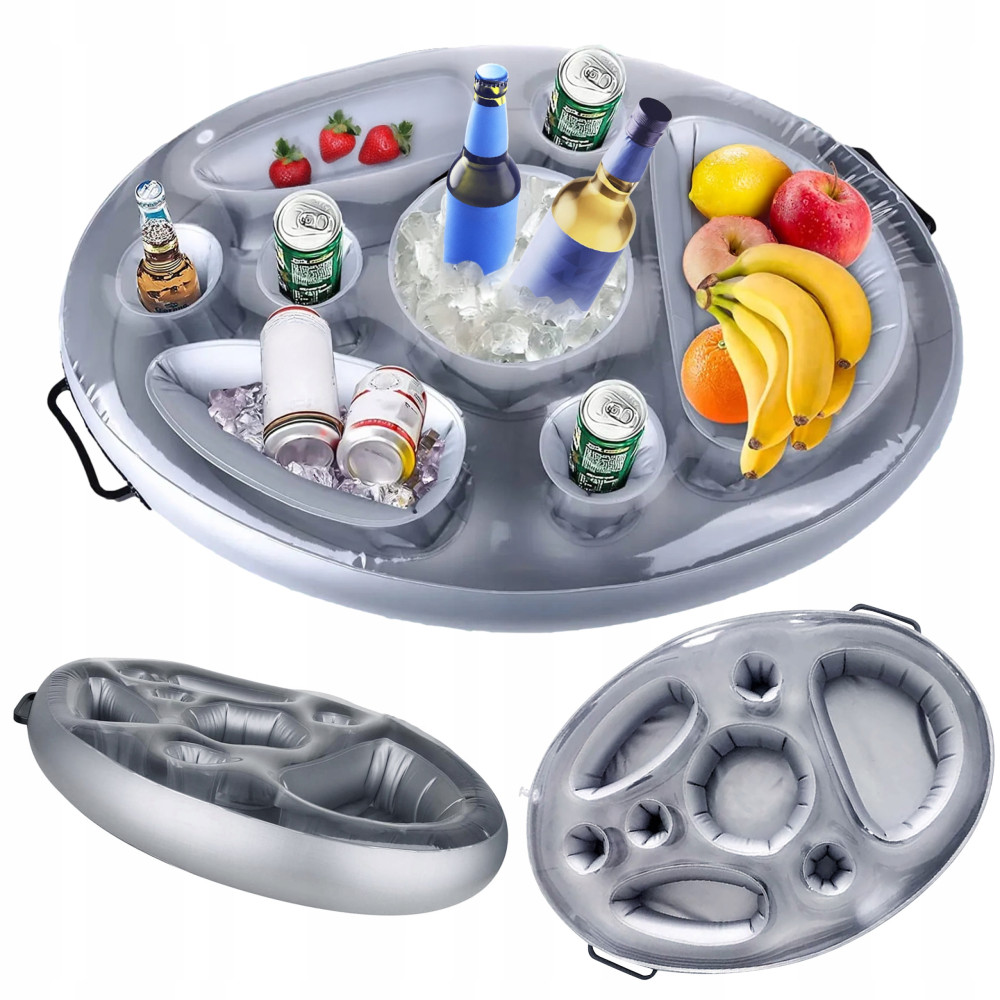 Inflatable floating pool table for drinks cocktails snacks