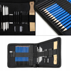 Zestaw do rysowania szkicowania 32w1 ołówki węgiel w etui