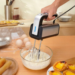 Mikser ręczny robot kuchenny 300W trzepaczki haki srebrny 5 prędkości