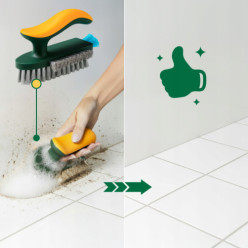 Cleaning brush for grout corners and crevices 3in1