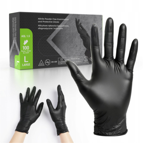 Powder-free nitrile gloves 100 pcs black size L gloves