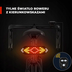 Lampka rowerowa z kierunkowskazem tylna pilot zdalny 5 trybów USB