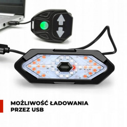 Lampka rowerowa z kierunkowskazem tylna pilot zdalny 5 trybów USB