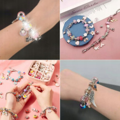 Zestaw do robienia bransoletek koraliki biżuterii zawieszki kuferek