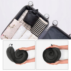 Poduszka podróżna turystyczna na szyję pianka memory rogal zagłówek czarna