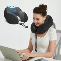 Poduszka podróżna turystyczna na szyję pianka memory rogal zagłówek czarna
