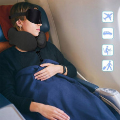 Poduszka podróżna turystyczna na szyję pianka memory rogal zagłówek czarna