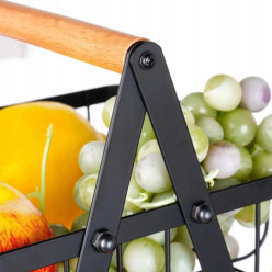 Koszyk na owoce warzywa dwupoziomowy piętrowy kosz metalowy czarny loft