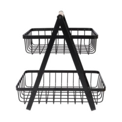 Koszyk na owoce warzywa dwupoziomowy piętrowy kosz metalowy czarny loft