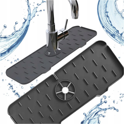 Silikonowa mata na zlew ociekacz do zlewu kuchennego pod kran kranu czarna