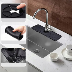 Silicone sink mat draining mat for kitchen sink under tap black