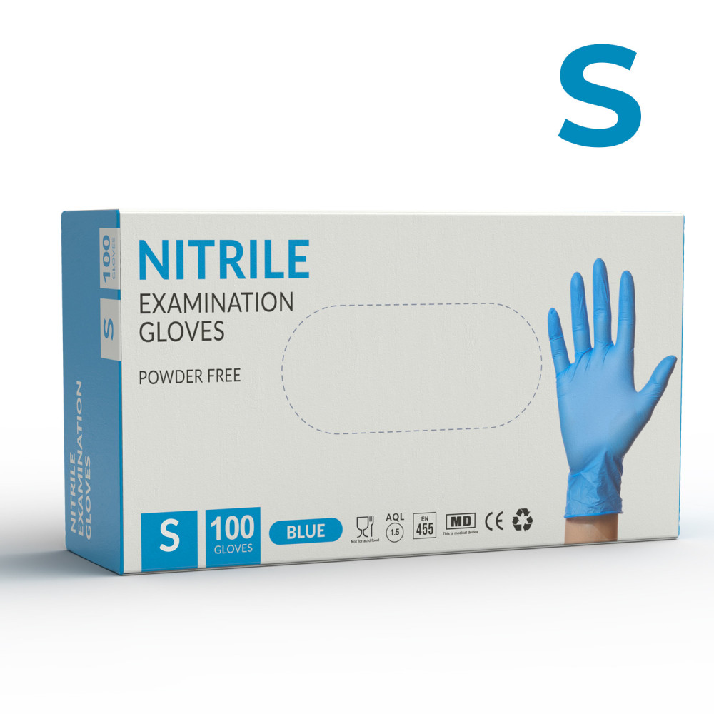 Rękawiczki nitrylowe rękawice bezpudrowe niebieskie blue 100 szt rozmiar S