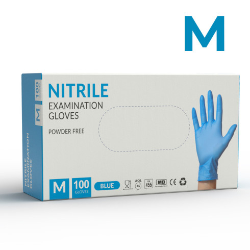 Rękawiczki nitrylowe rękawice bezpudrowe niebieskie blue 100 szt rozmiar M