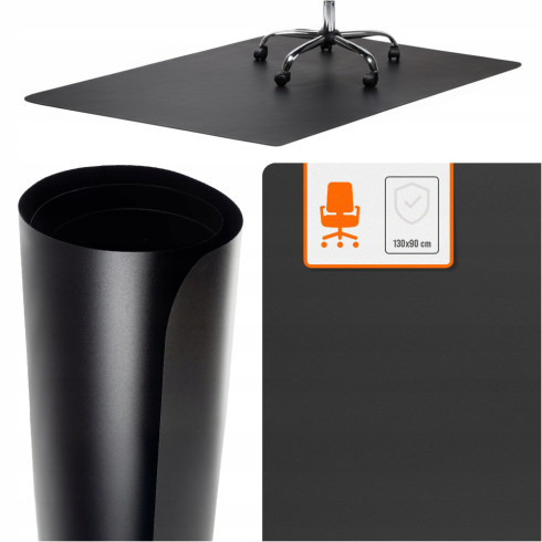 Mata ochronna pod fotel biurowy krzesło 90 x 130cm na podłogę czarna
