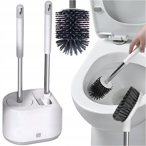 Silikon-WC-Bürste stehend fürs Bad WC Toilette Badezimmer-Set 2in1