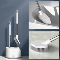 Silicone brosse de toilette autonome pour la salle de bain WC set 2in1