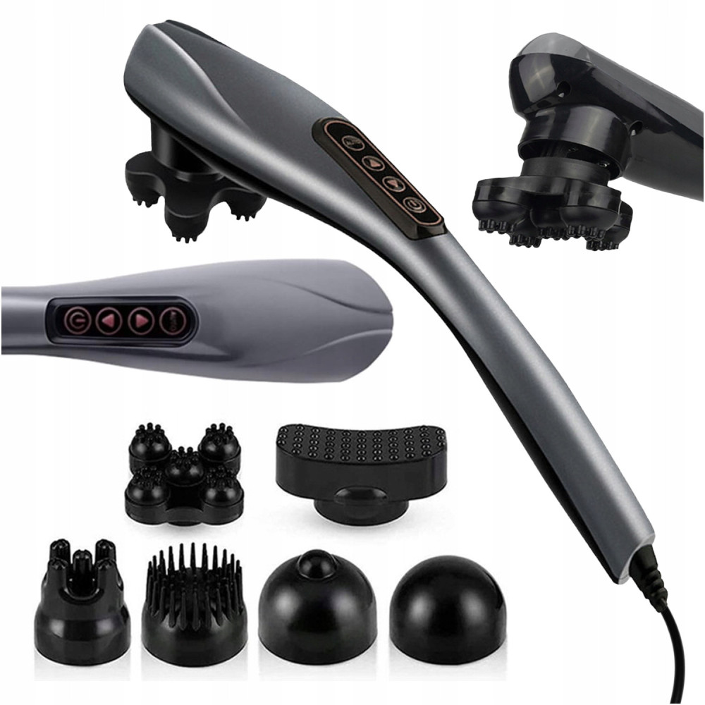 Masażer przewodowy do ciała pistolet 6 głowic LCD kark ciało plecy wielofunkcyjny