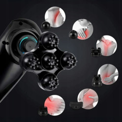 Masażer przewodowy do ciała pistolet 6 głowic LCD kark ciało plecy wielofunkcyjny