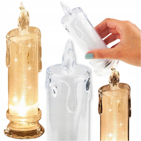 Świeczka elektryczna wkład do zniczy świeczka brokatowa 16cm z bateriami