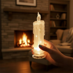 Elektrická svíčka hrob lampa vložka třpytky svíčka 16cm s bateriemi