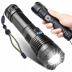 Mocna latarka taktyczna led akumulatorowa zoom survivalowa na prezent